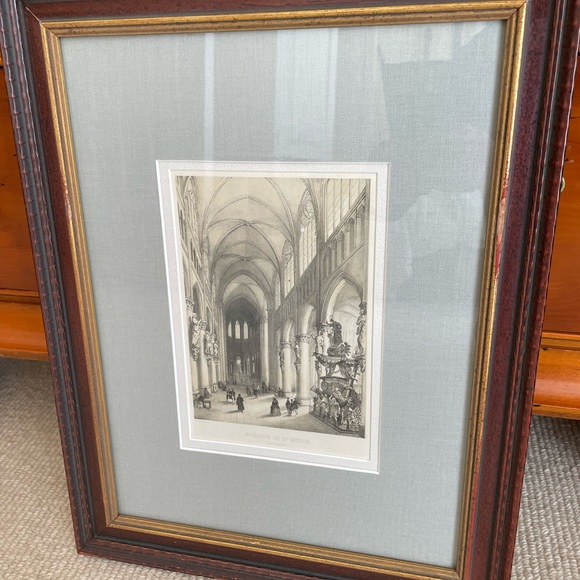 Antique Lithograph 'Interieur De St Gudule' - Picture 6 of 12